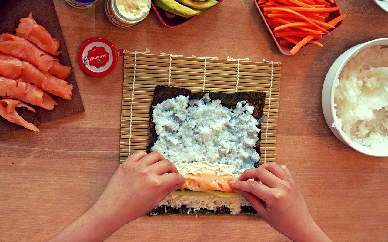 Bayerisches Sushi mit Lachs