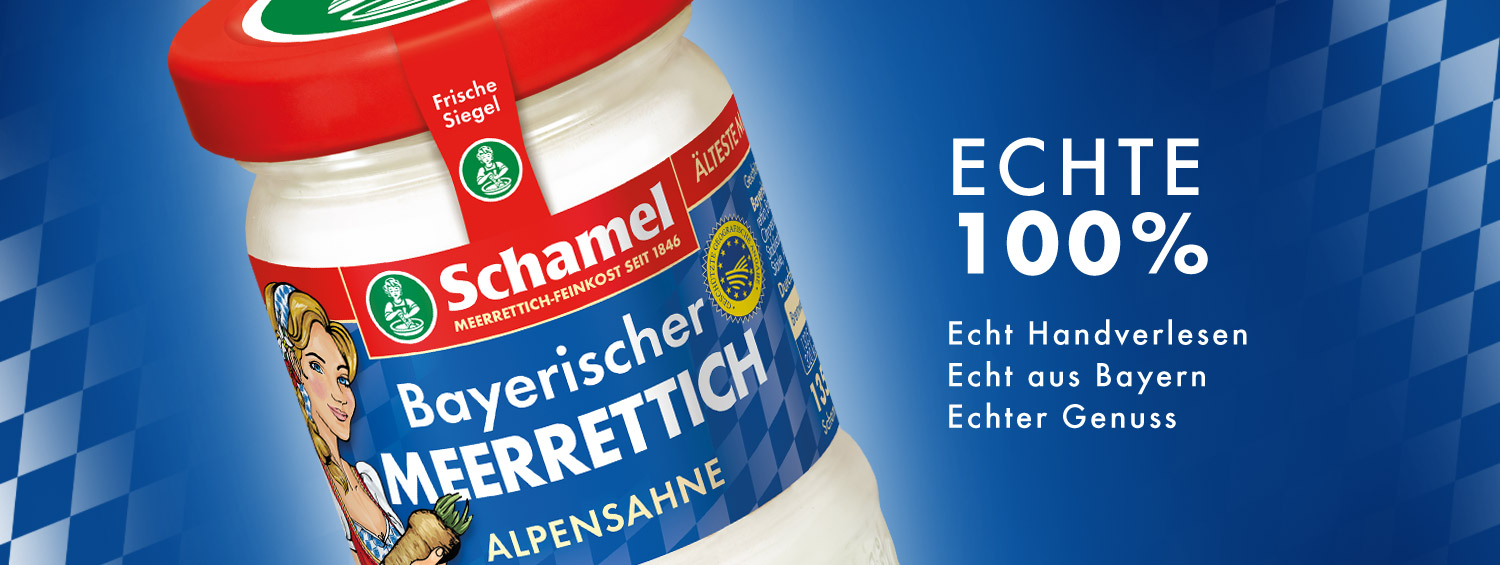Bayerischer Meerrettich Alpensahne - 135g Glas - Schamel Meerrettich ...