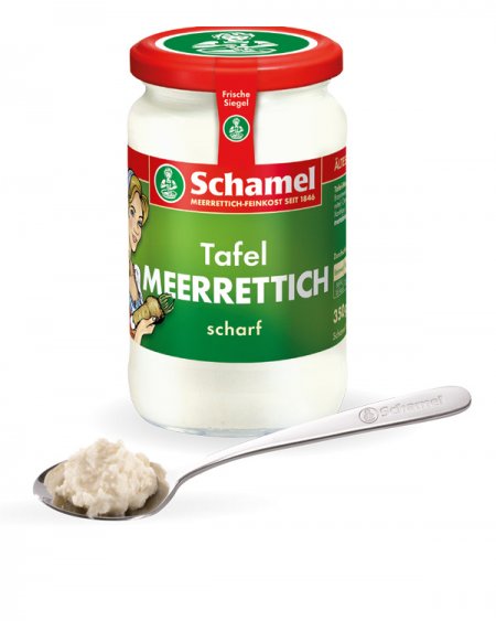 Tafel Meerrettich scharf - 350g Glas - Schamel Meerrettich-Feinkost ...
