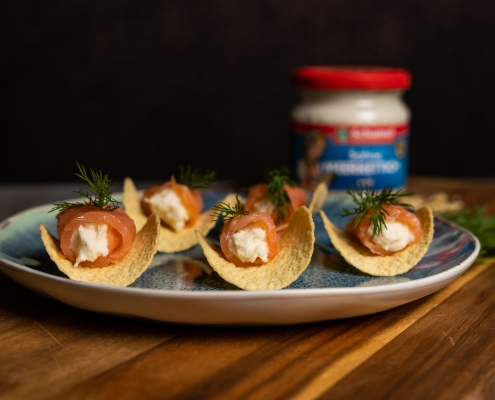 Mini-Tacos mit Lachs-Meerrettich-Frischkäse Rezept
